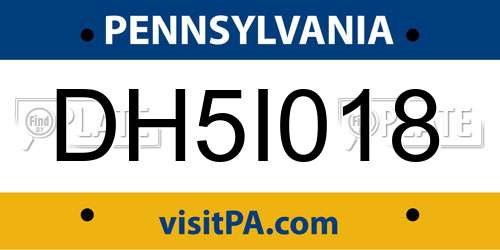 DH5I018 Pennsylvania License Plate