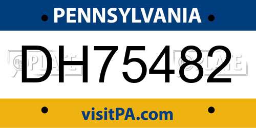 DH75482 Pennsylvania License Plate