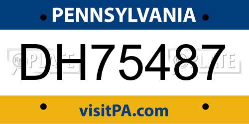 DH75487 Pennsylvania License Plate