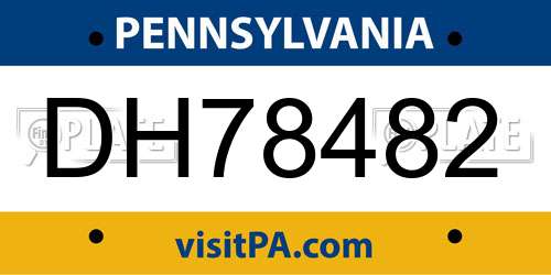 DH78482 Pennsylvania License Plate