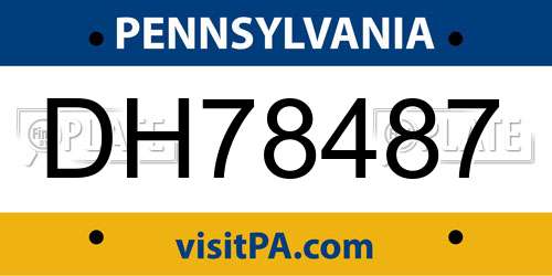 DH78487 Pennsylvania License Plate