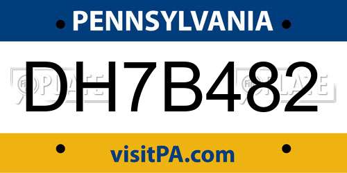 DH7B482 Pennsylvania License Plate