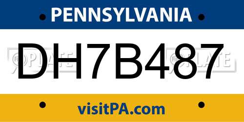 DH7B487 Pennsylvania License Plate