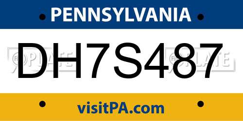 DH7S487 Pennsylvania License Plate