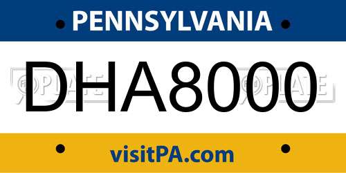 DHA8000 Pennsylvania License Plate