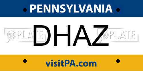 DHAZ Pennsylvania License Plate