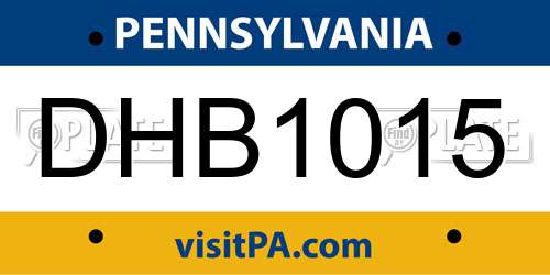 DHB1015 Pennsylvania License Plate