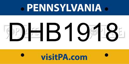 DHB1918 Pennsylvania License Plate