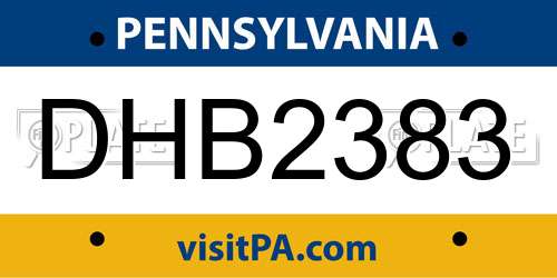 DHB2383 Pennsylvania License Plate