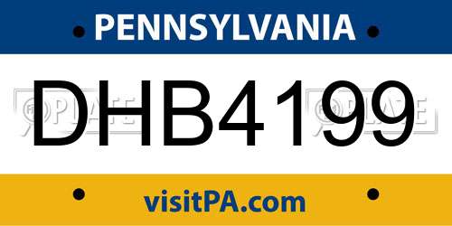 DHB4199 Pennsylvania License Plate