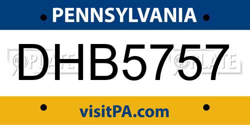DHB5757 Pennsylvania License Plate