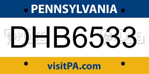 DHB6533 Pennsylvania License Plate