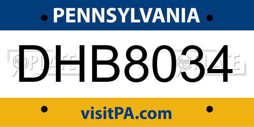 DHB8034 Pennsylvania License Plate