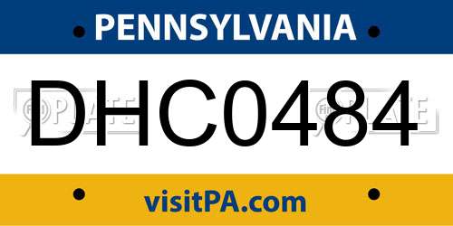 DHC0484 Pennsylvania License Plate