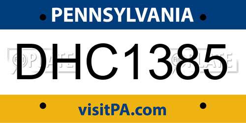 DHC1385 Pennsylvania License Plate