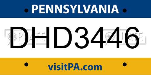 DHD3446 Pennsylvania License Plate