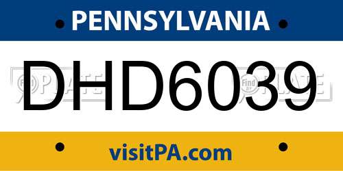 DHD6039 Pennsylvania License Plate