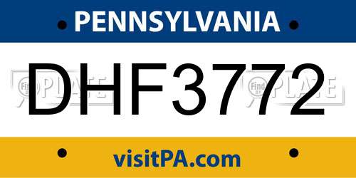 DHF3772 Pennsylvania License Plate