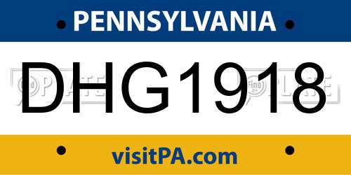 DHG1918 Pennsylvania License Plate