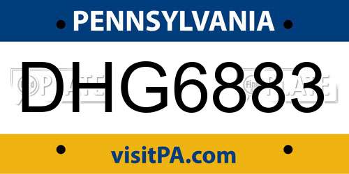 DHG6883 Pennsylvania License Plate