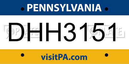 DHH3151 Pennsylvania License Plate