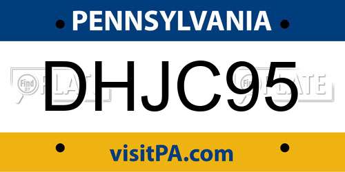 DHJC95 Pennsylvania License Plate