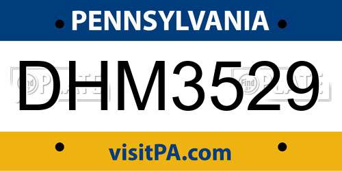 DHM3529 Pennsylvania License Plate