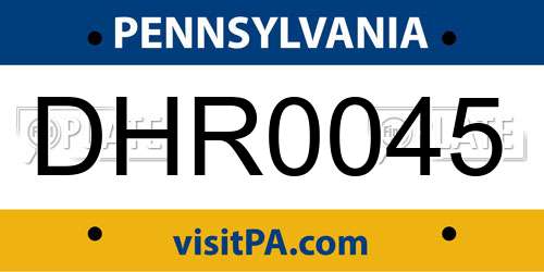DHR0045 Pennsylvania License Plate