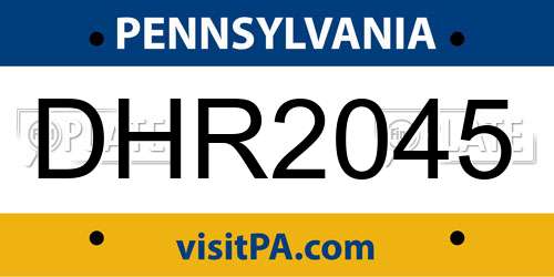 DHR2045 Pennsylvania License Plate