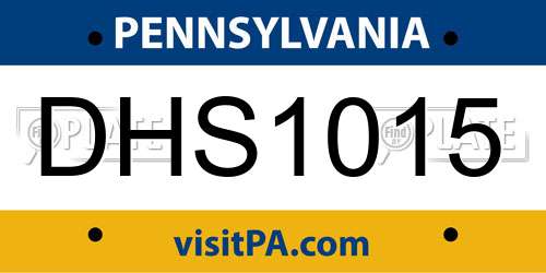 DHS1015 Pennsylvania License Plate