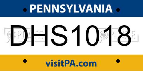DHS1018 Pennsylvania License Plate