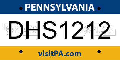 DHS1212 Pennsylvania License Plate