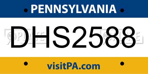 DHS2588 Pennsylvania License Plate