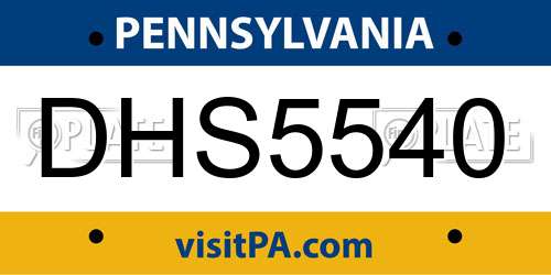 DHS5540 Pennsylvania License Plate