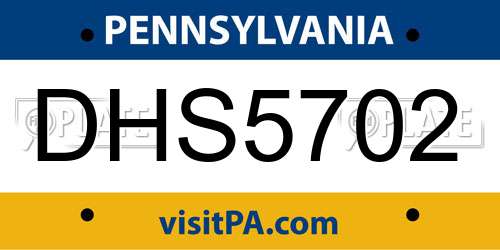 DHS5702 Pennsylvania License Plate