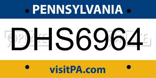 DHS6964 Pennsylvania License Plate