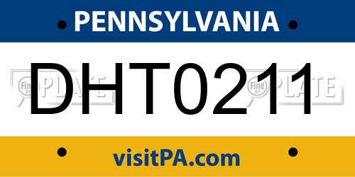 DHT0211 Pennsylvania License Plate