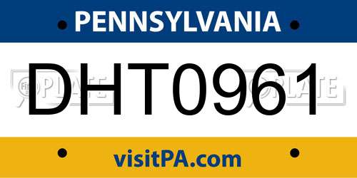 DHT0961 Pennsylvania License Plate