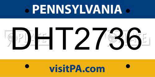 DHT2736 Pennsylvania License Plate