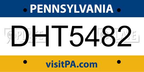 DHT5482 Pennsylvania License Plate