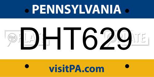 DHT629 Pennsylvania License Plate