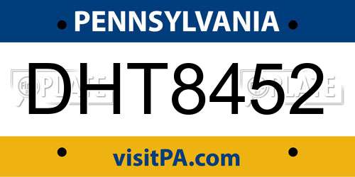 DHT8452 Pennsylvania License Plate