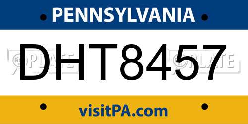 DHT8457 Pennsylvania License Plate
