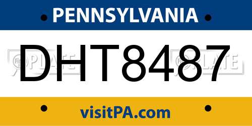 DHT8487 Pennsylvania License Plate