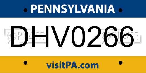 DHV0266 Pennsylvania License Plate