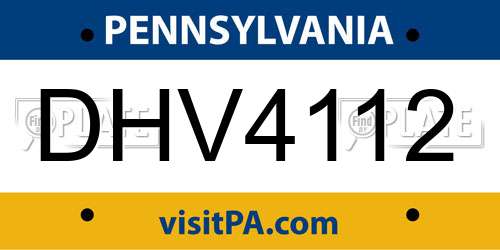 DHV4112 Pennsylvania License Plate