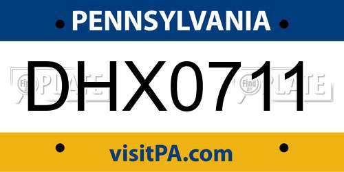 DHX0711 Pennsylvania License Plate