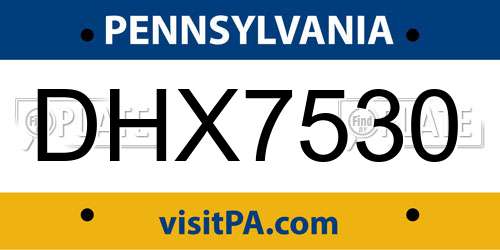 DHX7530 Pennsylvania License Plate