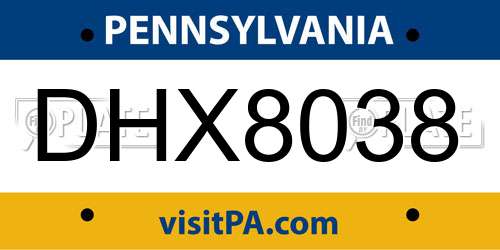 DHX8038 Pennsylvania License Plate
