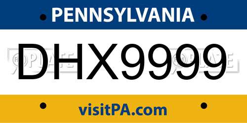 DHX9999 Pennsylvania License Plate